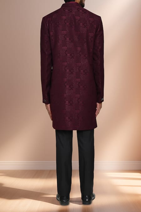 Arihant Rai Sinha Geometric Woven Bandhgala Set 