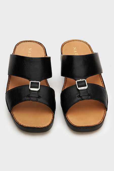 Shop Nauvab Black Plain Arba Baksua Sandals at Aza Fashions Shop_Nauvab_Black Plain Arba Baksua Sandals _at_Aza_Fashions