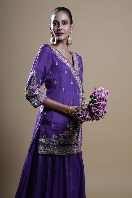 Aavya Gul Embroidered Angarkha Kurta Set 