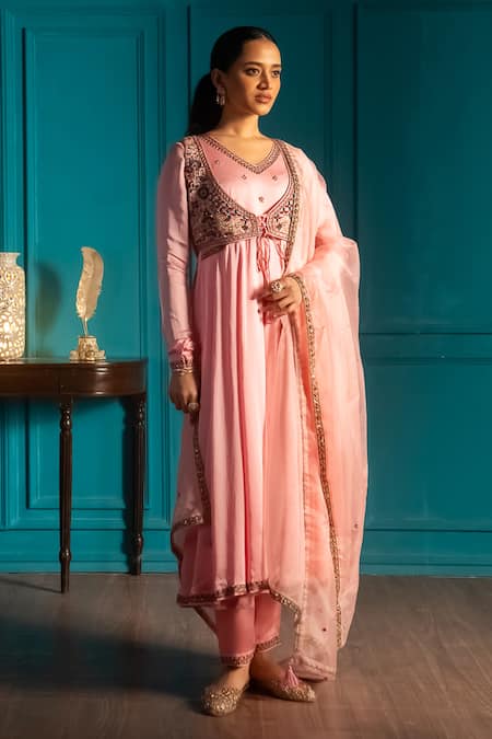 Aavya Mughal Flora Embroidered Anarkali Set 
