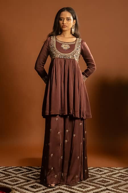 Aavya Gullista Embroidered Kurta & Sharara Set 