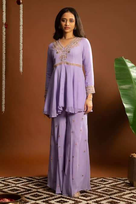 Aavya Phool Gul Embroidered Kurta & Sharara Set 