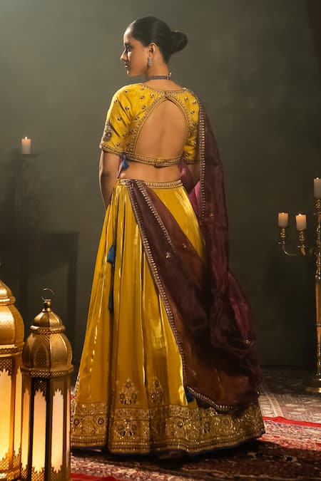 Aavya Phoolista Embroidered Yellow Lehenga Set 