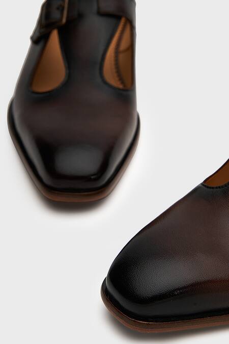 Shop_Nauvab_Brown Plain Nyaya Cut-out Sandals _Online_at_Aza_Fashions