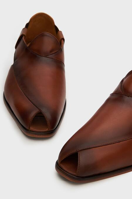 Buy Nauvab Brown Shaded Peashauri Cut-out Sandals Online at Aza Fashions Buy_Nauvab_Brown Shaded Peashauri Cut-out Sandals _Online_at_Aza_Fashions