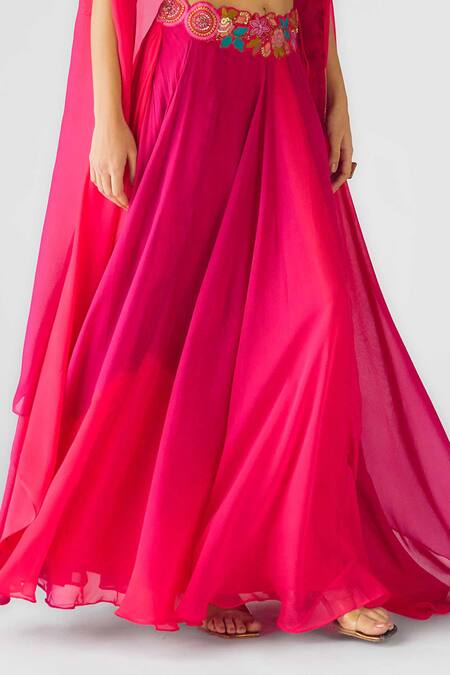 Shop Basanti - Kapde Aur Koffee Pink Organza Sequins, Cut Work, Embroidery Scoop Neck Cape And Bustier Lehenga Set Online at Aza Fashions Shop_Basanti - Kapde Aur Koffee_Pink Organza Sequins, Cut Work, Embroidery Scoop Neck Cape And Bustier Lehenga Set_Online_at_Aza_Fashions