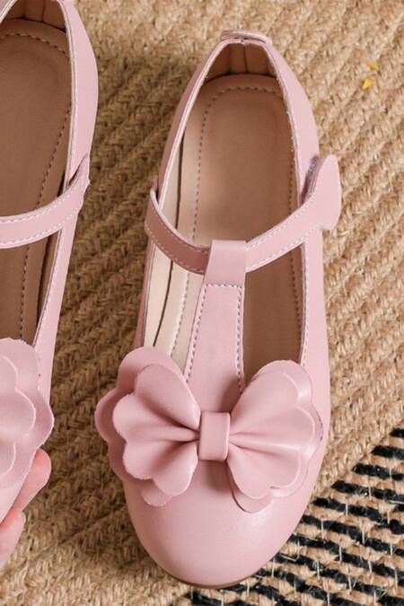 Ninobello_Pink Bows Embellished T Strap Bellies _Online_at_Aza_Fashions