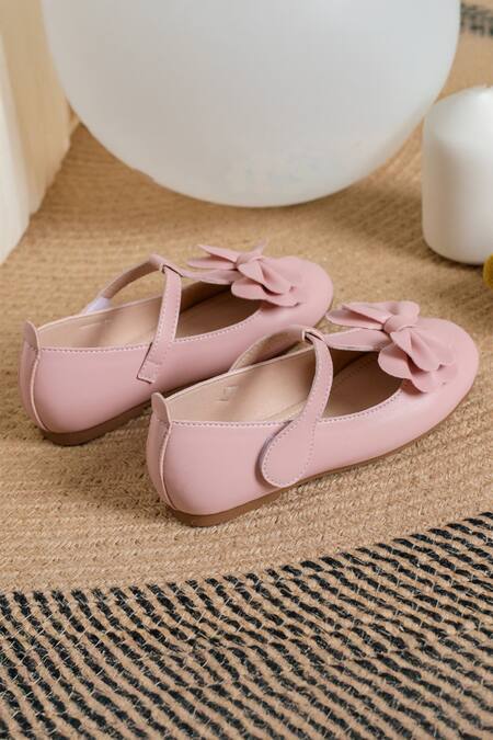 Buy_Ninobello_Pink Bows Embellished T Strap Bellies _Online_at_Aza_Fashions