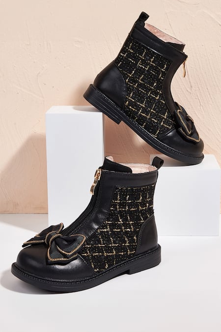 Ninobello Checkered Pattern Black Boots 