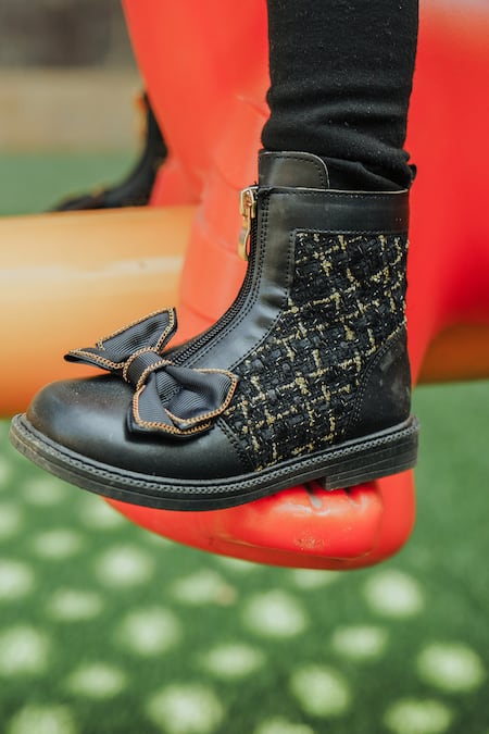 Ninobello Checkered Pattern Black Boots 