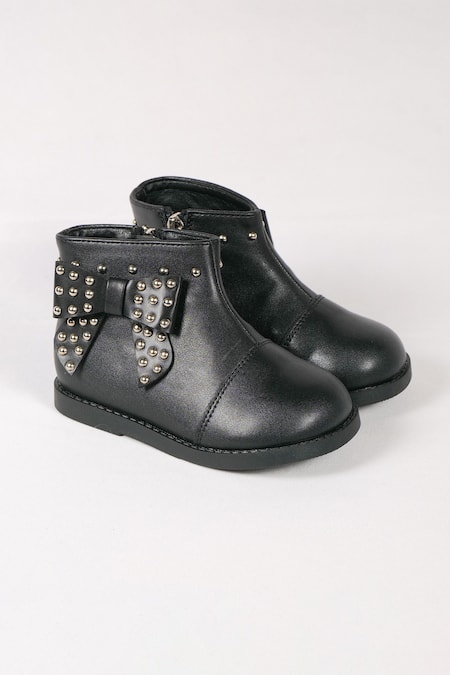 Ninobello Stud Embellished Bow Black Boots 