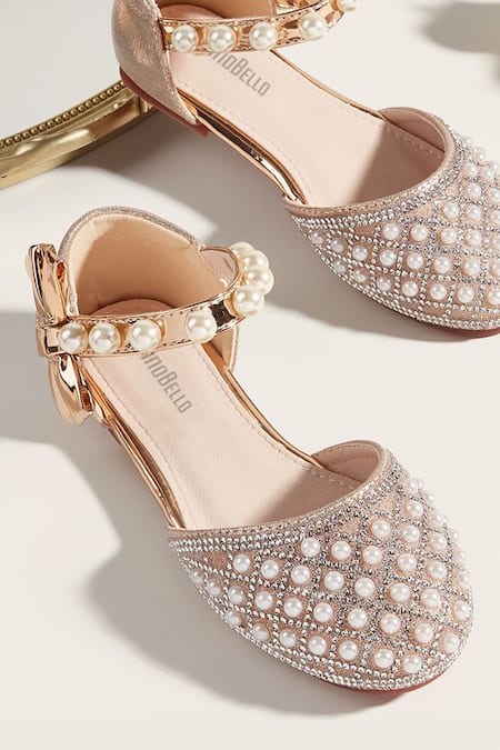 Ninobello Gold Pearl Embellished Bow Bellies 