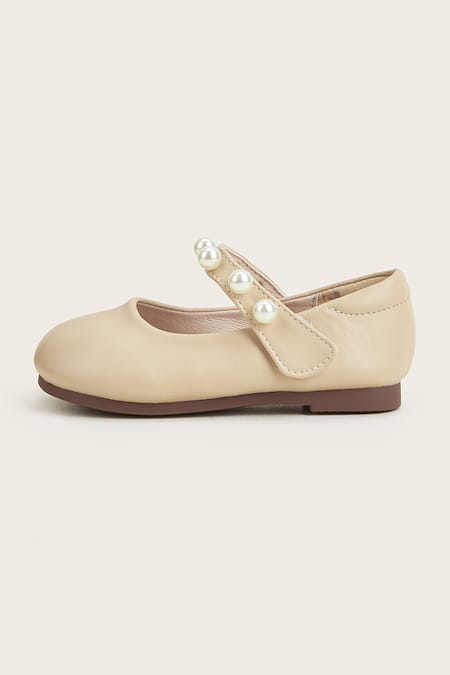 Ninobello Beige Pearl Strap Embellished Bellies 