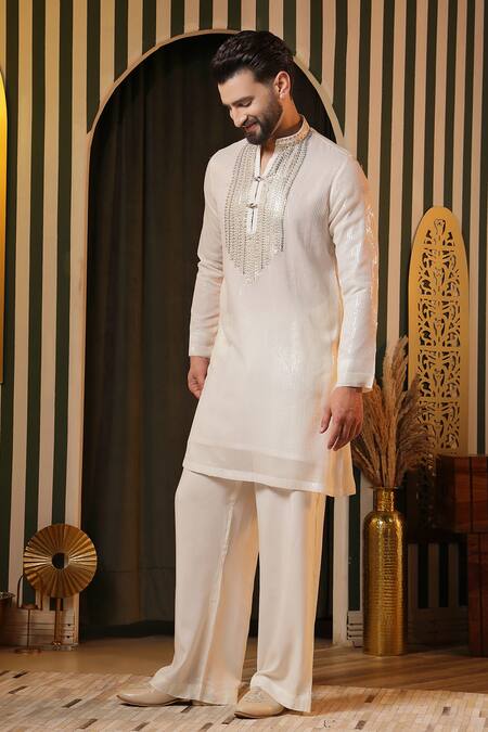 Buy Soniya G Off White Georgette Sequins Embellished Kurta Set Online at Aza Fashions Buy_Soniya G_Off White Georgette Sequins Embellished Kurta Set _Online_at_Aza_Fashions