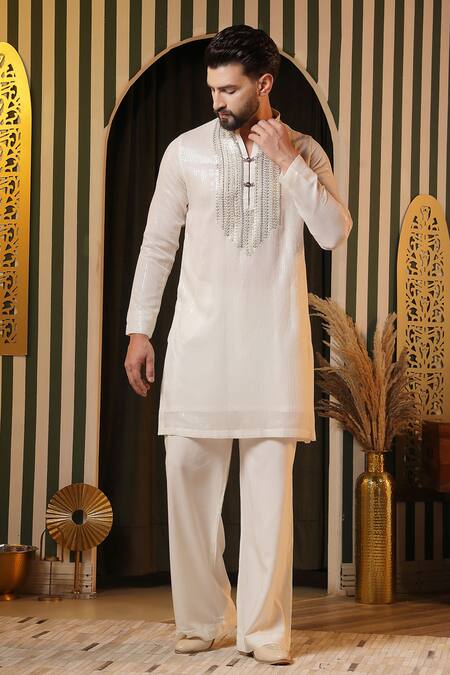 Shop Soniya G Off White Georgette Sequins Embellished Kurta Set Online at Aza Fashions Shop_Soniya G_Off White Georgette Sequins Embellished Kurta Set _Online_at_Aza_Fashions