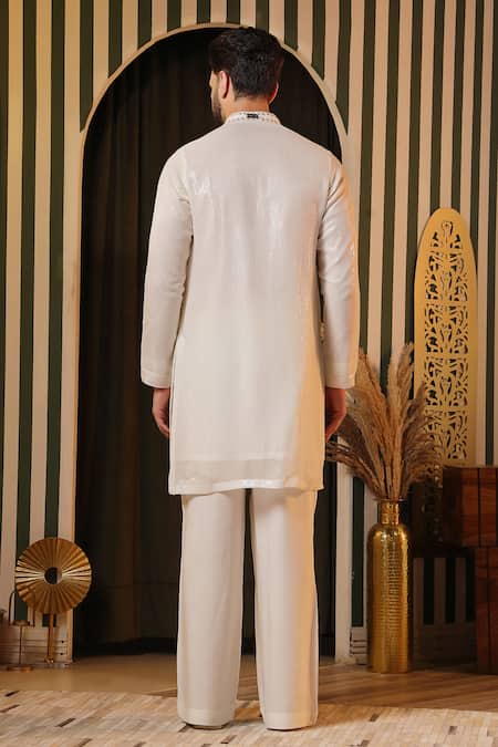 Shop Soniya G Off White Georgette Sequins Embellished Kurta Set at Aza Fashions Shop_Soniya G_Off White Georgette Sequins Embellished Kurta Set _at_Aza_Fashions