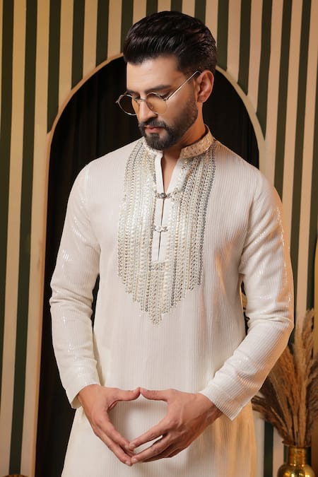 Soniya G Off White Georgette Sequins Embellished Kurta Set at Aza Fashions Soniya G_Off White Georgette Sequins Embellished Kurta Set _at_Aza_Fashions