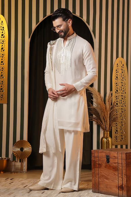 Buy Soniya G Off White Georgette Sequins Embellished Kurta Set Buy_Soniya G_Off White Georgette Sequins Embellished Kurta Set