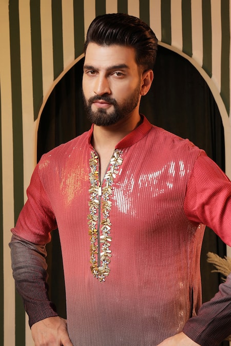 Buy_Soniya G_Multi Color Georgette Sequins Ombre Kurta Set _Online_at_Aza_Fashions