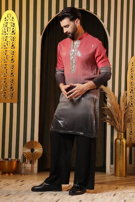 Soniya G_Multi Color Georgette Sequins Ombre Kurta Set _at_Aza_Fashions