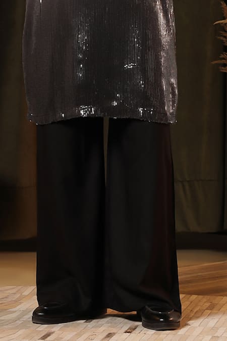 Soniya G_Black Georgette Sequins Ombre Kurta Set _Online_at_Aza_Fashions