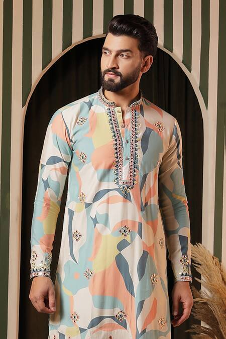 Buy Soniya G Multi Color Silk Mirrors Abstract Print Kurta Set Online at Aza Fashions Buy_Soniya G_Multi Color Silk Mirrors Abstract Print Kurta Set_Online_at_Aza_Fashions