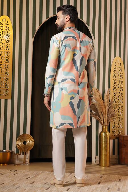 Shop Soniya G Multi Color Silk Mirrors Abstract Print Kurta Set at Aza Fashions Shop_Soniya G_Multi Color Silk Mirrors Abstract Print Kurta Set_at_Aza_Fashions