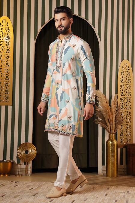 Soniya G Multi Color Silk Mirrors Abstract Print Kurta Set at Aza Fashions Soniya G_Multi Color Silk Mirrors Abstract Print Kurta Set_at_Aza_Fashions