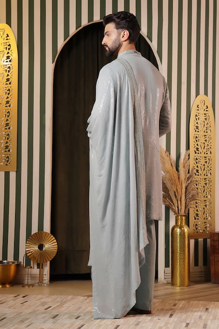 Soniya G Blue Georgette Sequins Ice Embellished Kurta Set Online at Aza Fashions Soniya G_Blue Georgette Sequins Ice Embellished Kurta Set _Online_at_Aza_Fashions