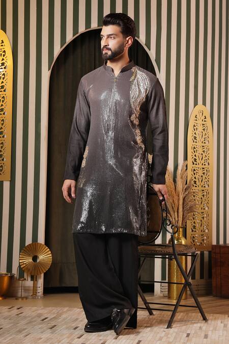 Buy Soniya G Black Georgette Sequins Ombre Kurta Set With Trouser Online at Aza Fashions Buy_Soniya G_Black Georgette Sequins Ombre Kurta Set With Trouser _Online_at_Aza_Fashions