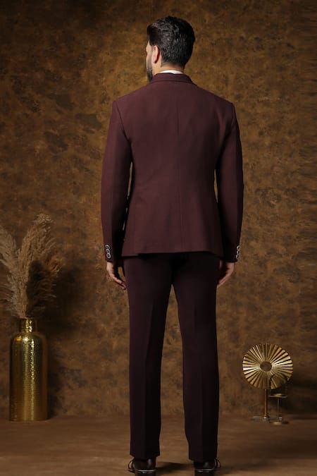 Soniya G Wine Full Sleeves Structured Jacket & Trouser 