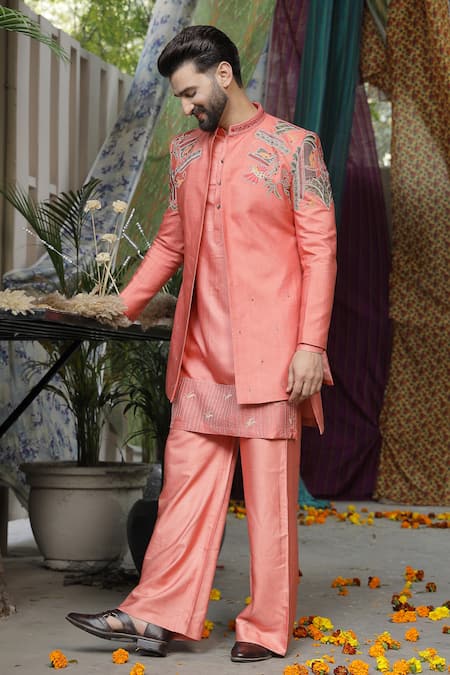 Buy Soniya G Pink Handloom Cotton, Silk Embroidery Mughal Garden Kurta Set Buy_Soniya G_Pink Handloom Cotton, Silk Embroidery Mughal Garden Kurta Set