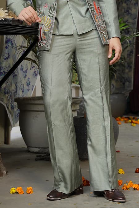 Buy Soniya G Green Silk Embroidery Mughal Garden Jacket Set Online at Aza Fashions Buy_Soniya G_Green Silk Embroidery Mughal Garden Jacket Set _Online_at_Aza_Fashions