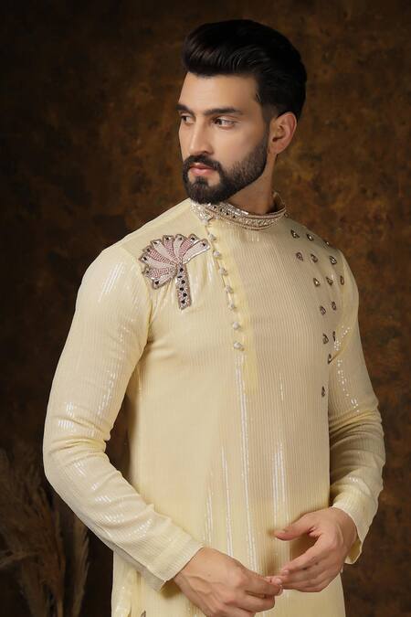 Buy Soniya G Yellow Georgette Sequins, Mirrors Embellished Kurta Set Buy_Soniya G_Yellow Georgette Sequins, Mirrors Embellished Kurta Set