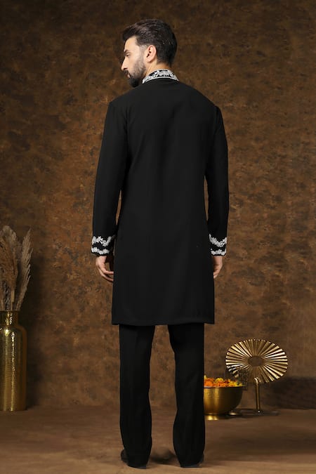Soniya G Black Mughal Thread Embroidered Kurta Set