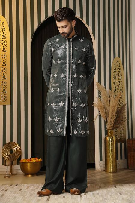 Buy Soniya G Green Georgette Sequins Embellished Kurta Set Online at Aza Fashions Buy_Soniya G_Green Georgette Sequins Embellished Kurta Set _Online_at_Aza_Fashions