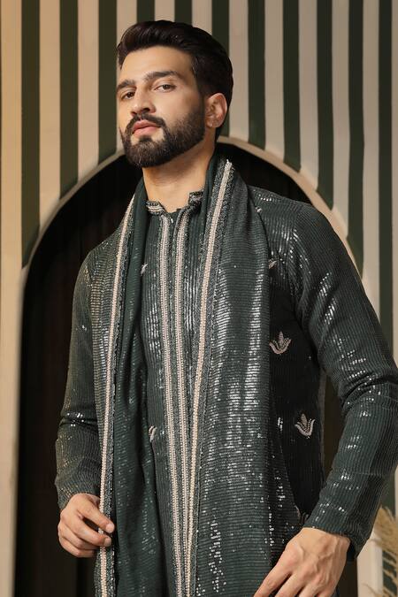 Soniya G Green Georgette Sequins Embellished Kurta Set at Aza Fashions Soniya G_Green Georgette Sequins Embellished Kurta Set _at_Aza_Fashions