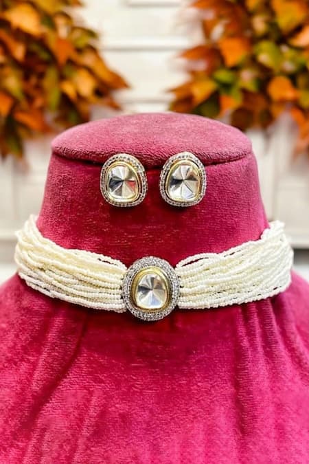The House Of Aqua Kundan Bead Embellished Choker Set 