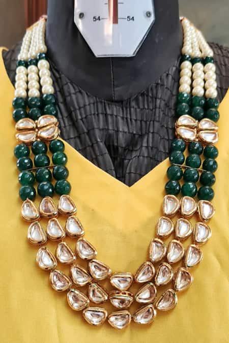 The House Of Aqua Gold Toned Bead Embellished Necklace Set 