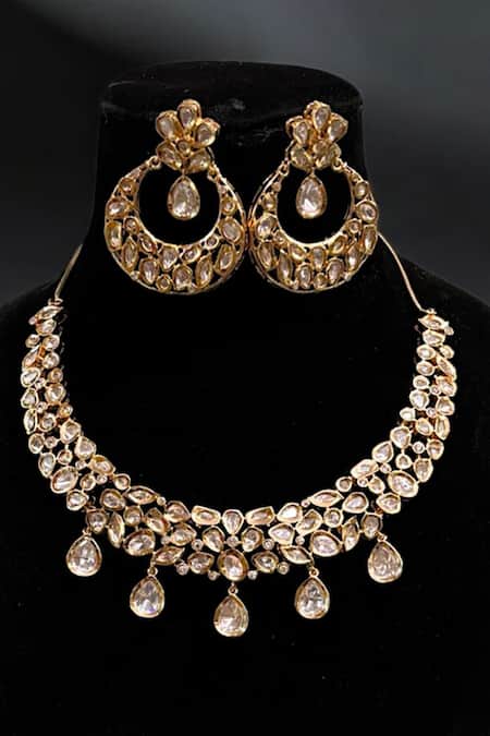 The House Of Aqua Floral Polki Necklace Set 