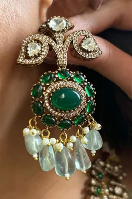 The House Of Aqua_Gold Plated Pearls, Stones Moissanite And Polki Layered Necklace Set _Online_at_Aza_Fashions