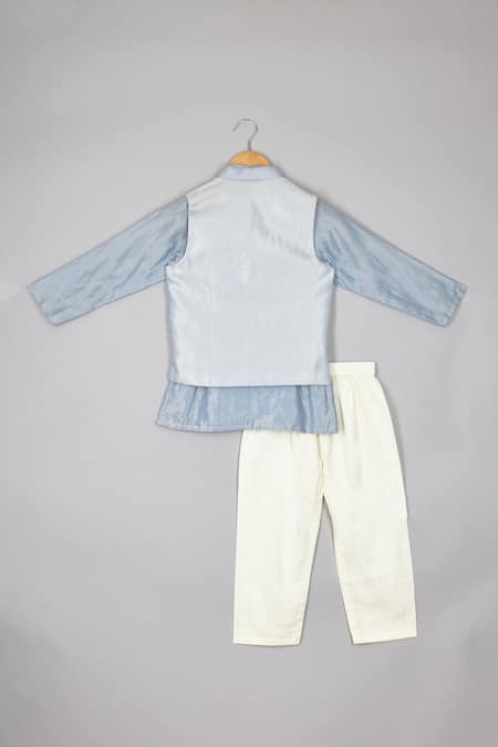 Shop P & S CO Blue Tissue, Linen, Cotton Beads, Embroidery Beaded Heart Kurta Set at Aza Fashions Shop_P & S CO_Blue Tissue, Linen, Cotton Beads, Embroidery Beaded Heart Kurta Set _at_Aza_Fashions