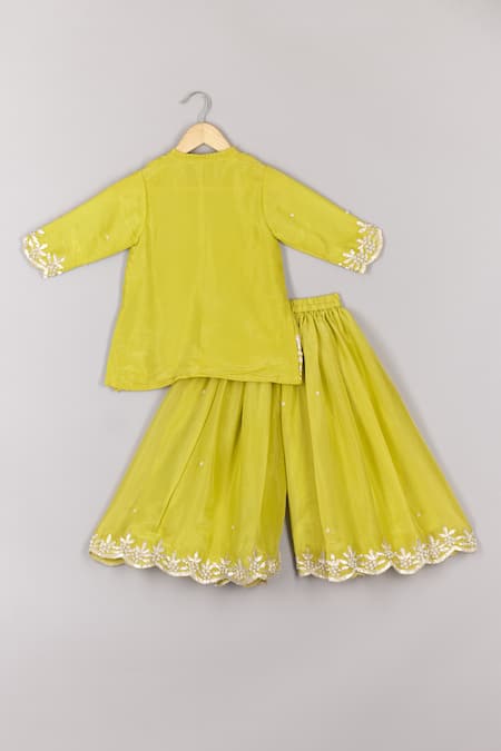 P & S CO Zari Bloom Embroidered Kurta & Palazzo Set 