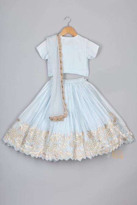 P & S CO Zari & Moti Embroidered Lehenga Set 