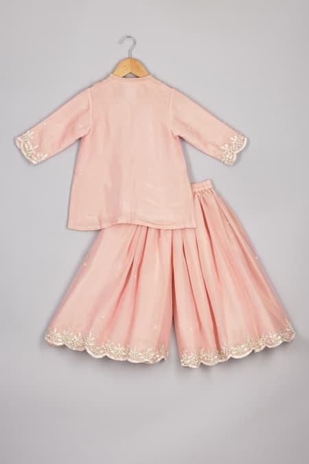 P & S CO Zari Blossom Embroidered Kurta & Palazzo Set 