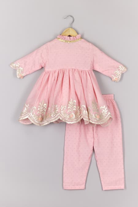 P & S CO Gota Fleur Embroidered Angarkha Set 