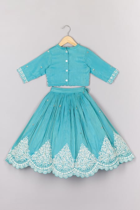 P & S CO Bloom Vine Embroidered Lehenga Set 