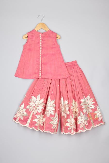 P & S CO Gota Pearl Embroidered Top & Palazzo Set 