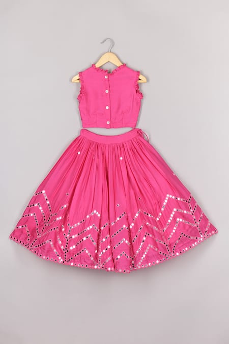 P & S CO Chevron Mirror Embroidered Lehenga Set 