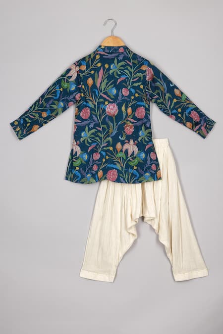 P & S CO Blue Midnight Bloom Kurta Set 